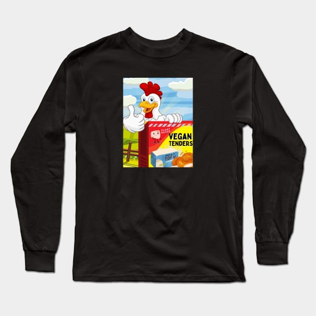 Vegan Tenders - Funny Plant Based Tofu Loving Chicken Long Sleeve T-Shirt by JAHudson